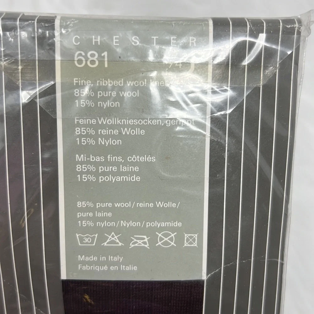 Fogal Men’s Chester 681 Wool Dress Socks LX Bordeaux 320 Made Italy NOS